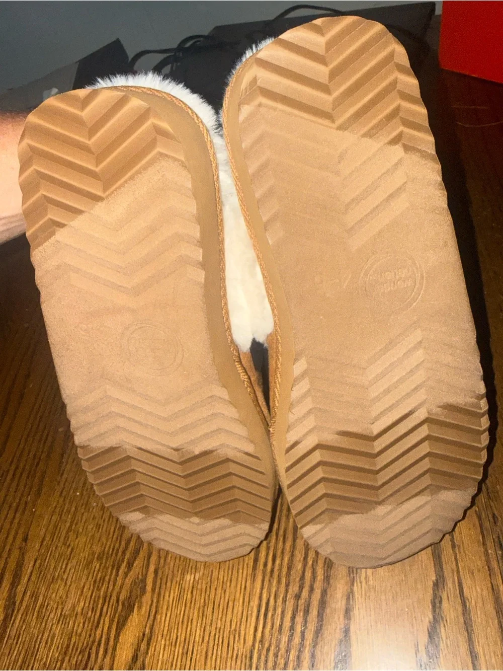 Wonder Nation Cozy Faux-Suede Slipper - Chestnut Brown & Cream
